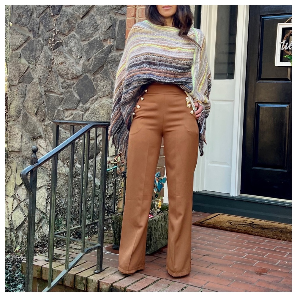 #14 Made in France Gold Button Wide Leg Pants